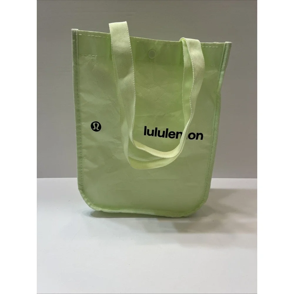 Lululemon Reusable Bag Light Mint Green Handles Snap Closure 9 X11